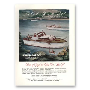1961 Trojan Boat Print Ad | Guys N Gals