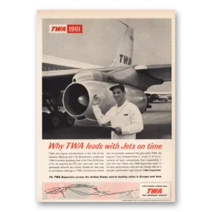 1961 TWA Airlines Print Ad | On Time