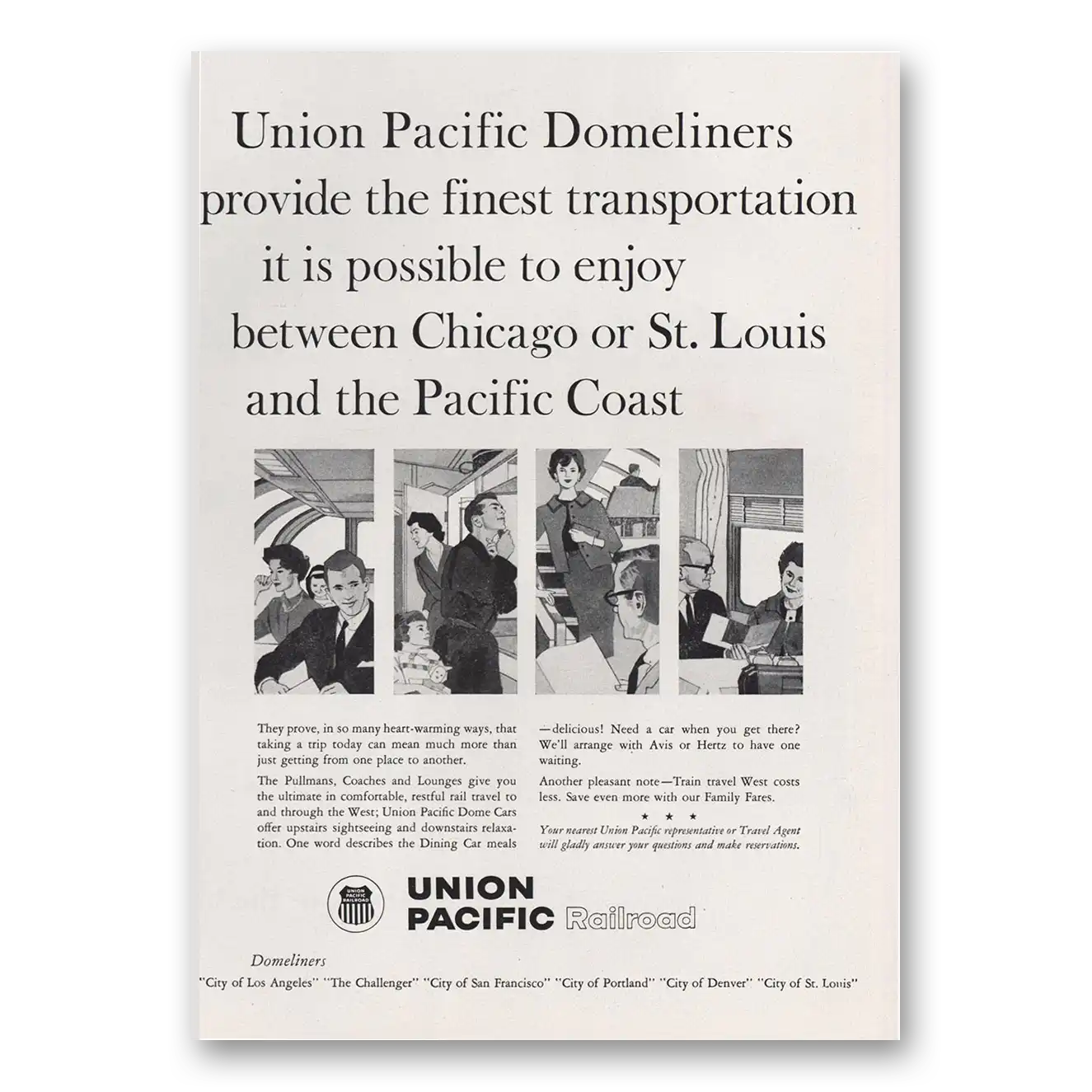 1961 Union Pacific Railroad Print Ad | Domeliners