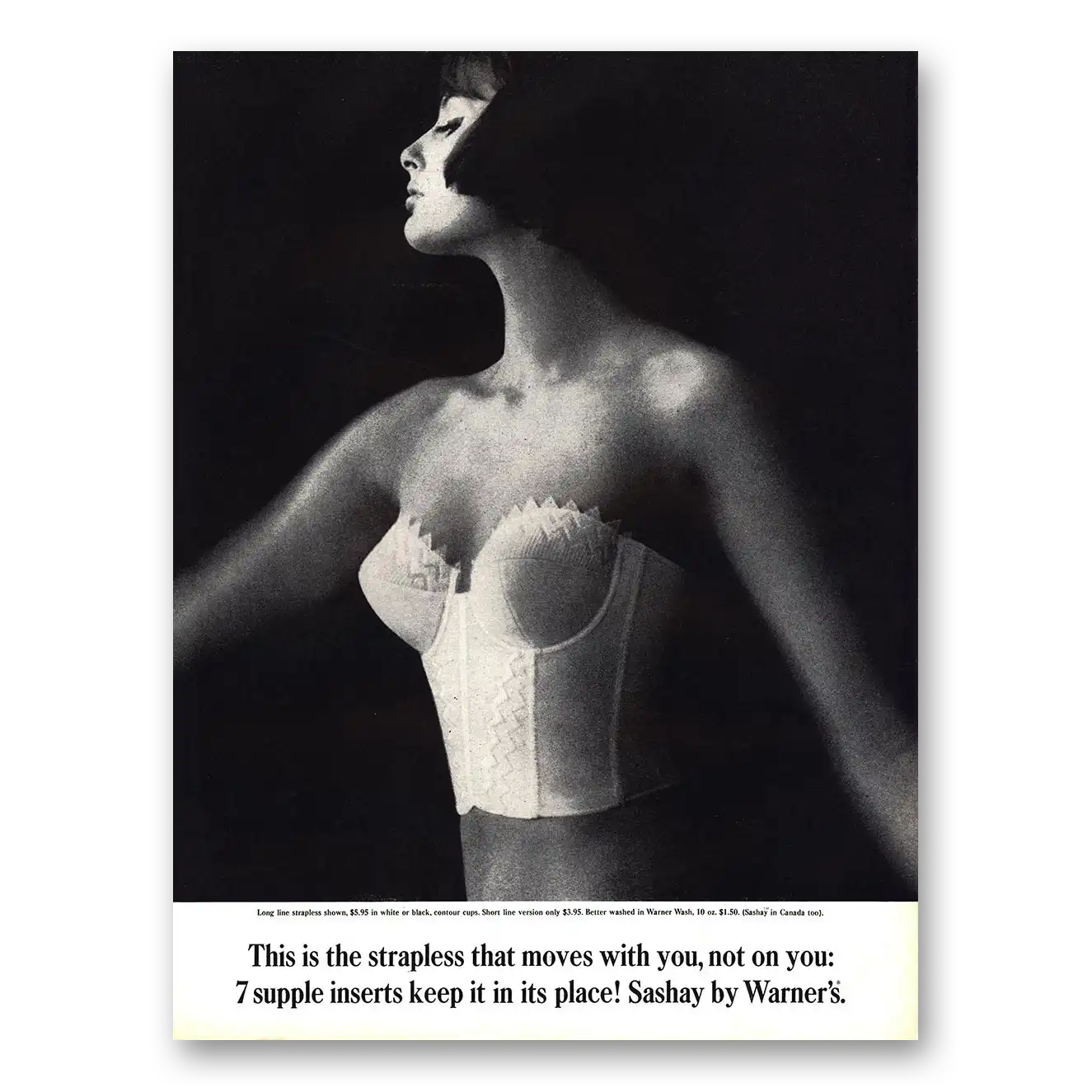 1961 Warners Bras Print Ad | Strapless