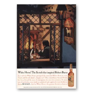 1961 White Horse Scotch Whisky Print Ad | Inspired Robert Burns