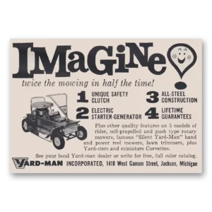 1961 Yard Man Mowers Print Ad | Twice Mowing