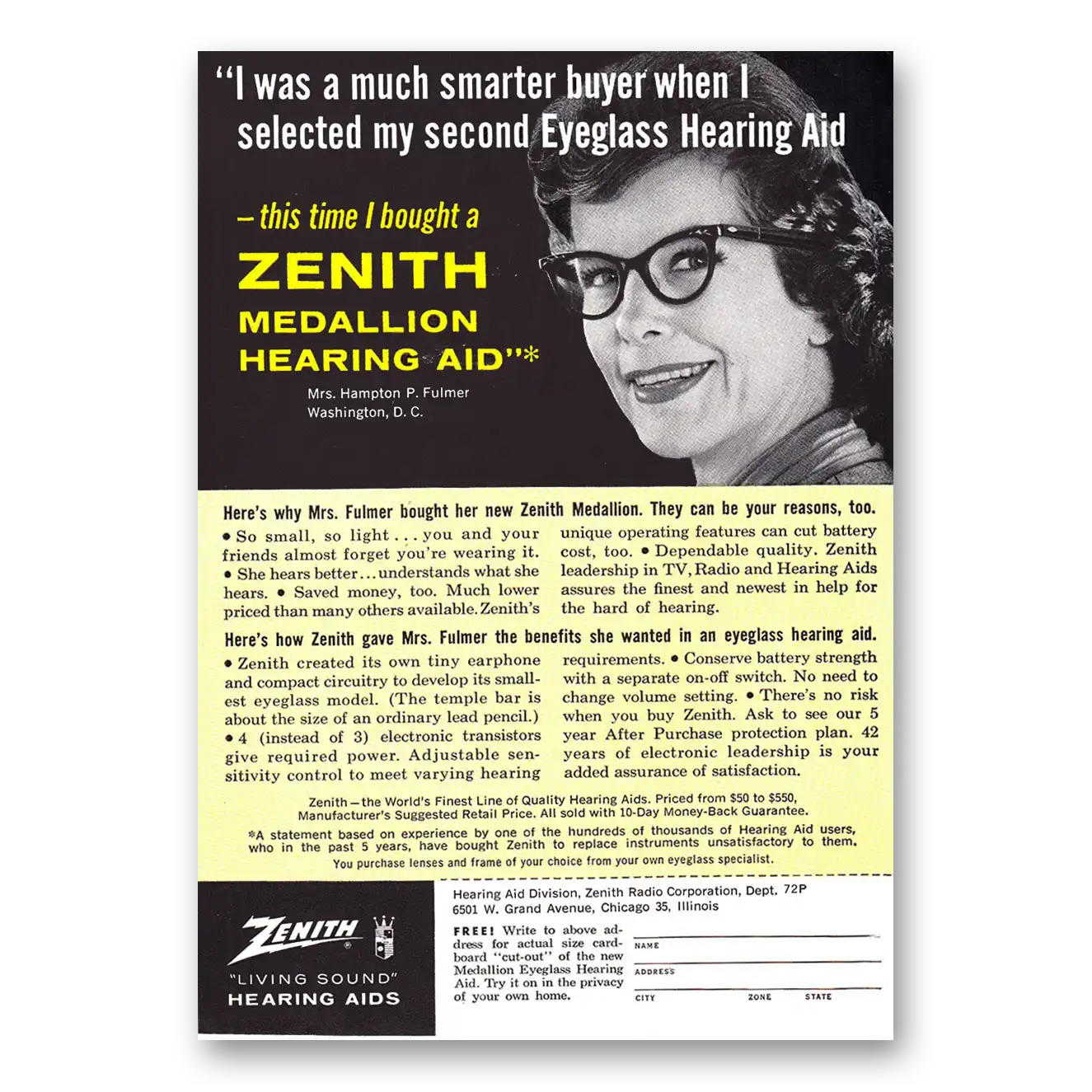 1961 Zenith Hearing Aid Print Ad | Smarter Buyer