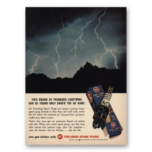 1962 AC Spark Plugs Print Ad | Packaged Lightning