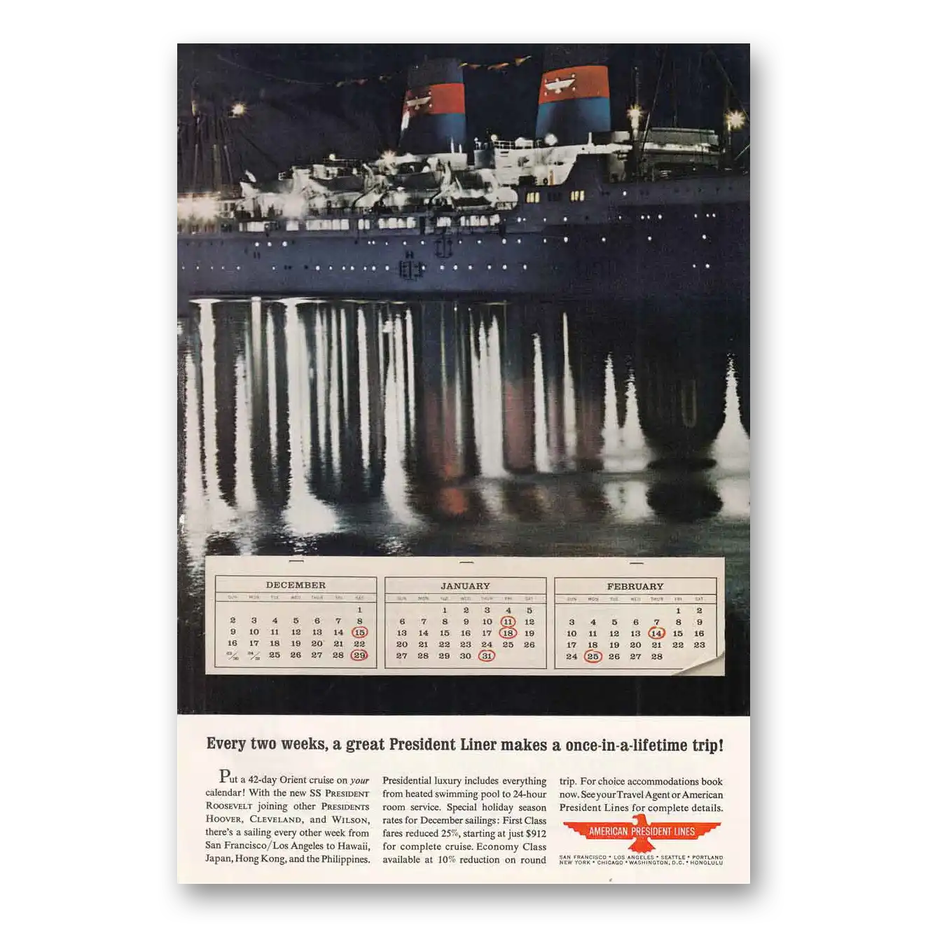 1962 American President Lines Print Ad | Great President