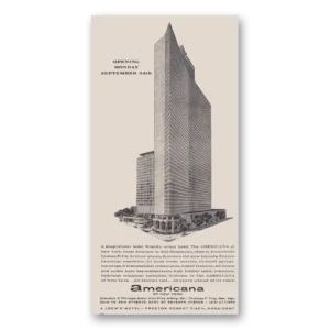 1962 Americana of New York Print Ad | Magnificent Hotel