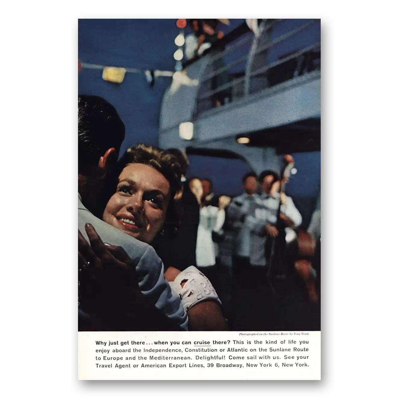 1962 American Export Lines Print Ad | Why Just Get There Sunlane Route