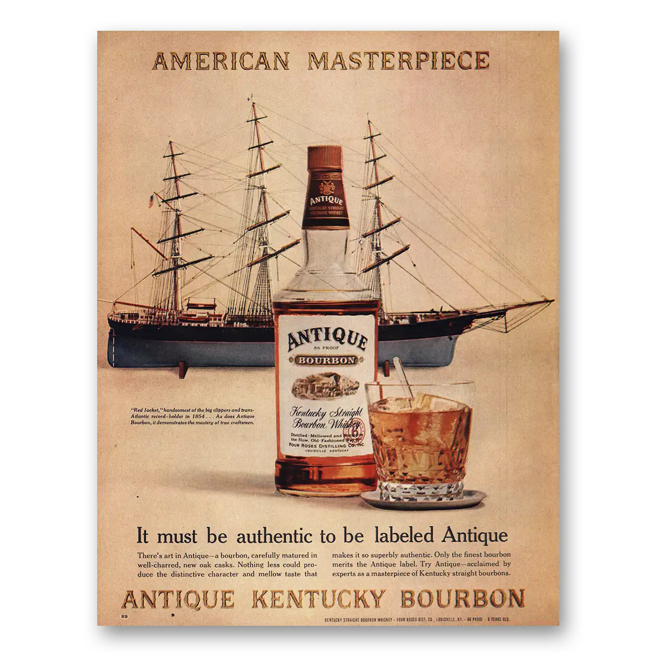 1962 Antique Bourbon Print Ad | American Masterpiece