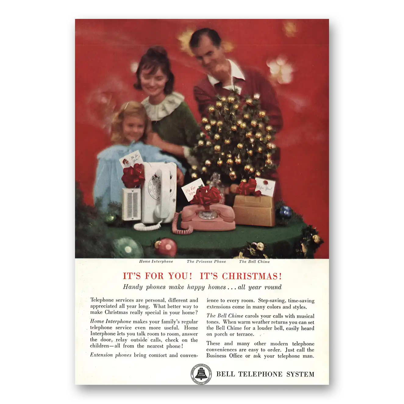 1962 Bell Telephone Print Ad | Home Interphone