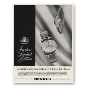 1962 Benrus Watches Print Ad | Unconditionally
