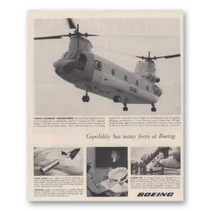 1962 Boeing Helicopter Print Ad | Many Faces