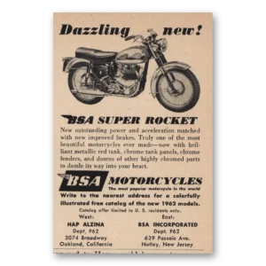 1962 BSA Motorcycles Print Ad | Super Rocket