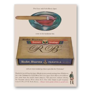 1962 Robt Burns Cigars Print Ad | Handsome Box