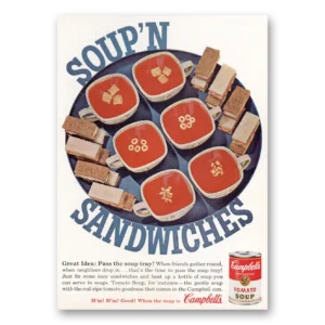 1962 Campbells Tomato Soup Print Ad | Soup Sandwiches
