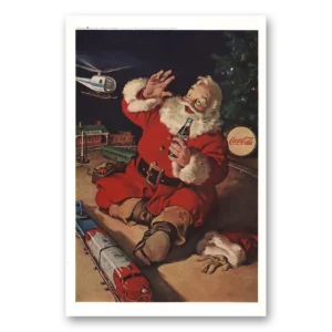 1962 Coca Cola Print Ad | Santa Helicopter Train