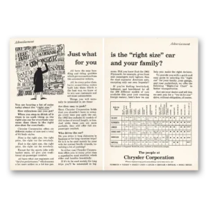 1962 Chrysler Corporation Print Ad | Right Size