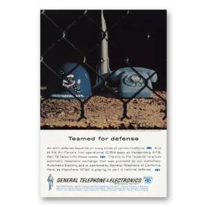 1962 General Telephone GTE Print Ad | Teamed For Defense