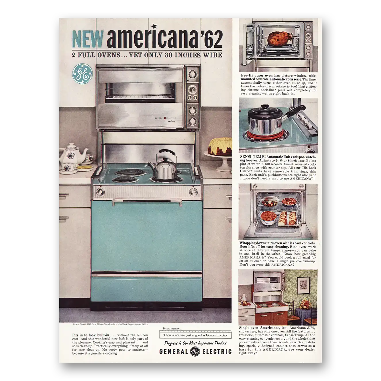 1962 General Electric Range Print Ad | New Americana 62