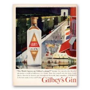 1962 Gilbeys Gin Print Ad | Champs Elysees