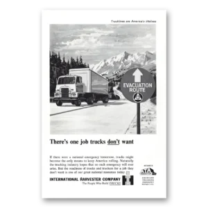 1962 International Trucks Print Ad | Evacuation Route