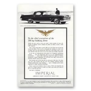 1962 Chrysler Imperial Print Ad | Banking Firms