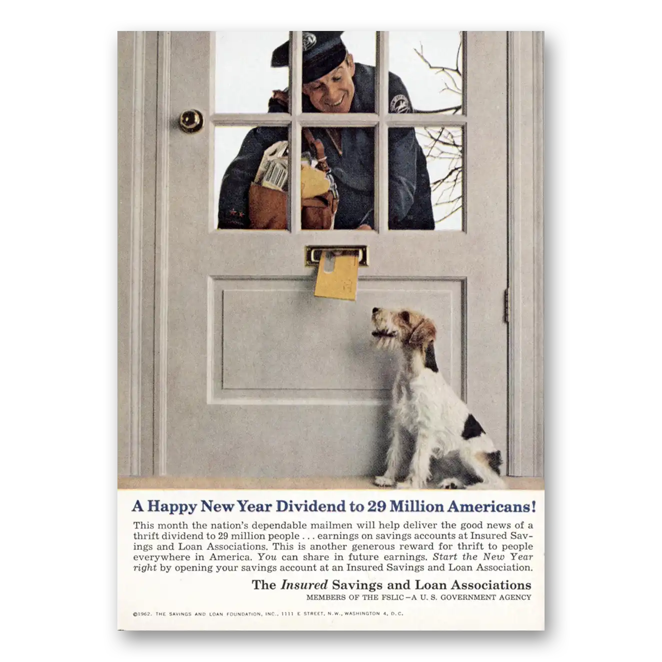 1962 Insured Savings and Loan Print Ad | Dividend