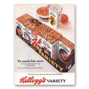 1962 Kelloggs Cereals Print Ad | To Each His Own