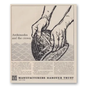 1962 Manufacturers Hanover Print Ad | Archimedes Crown