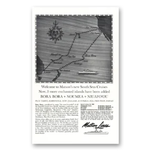 1962 Matson Line Print Ad | Bora Bora Noumea, Niuafo'ou