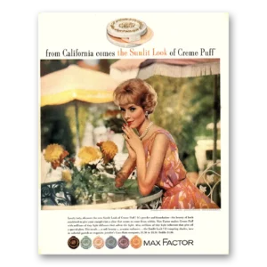 1962 Max Factor Creme Puff Print Ad | Sunlit Look