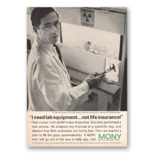 1962 Mutual of New York MONY Print Ad | Lab Equipment