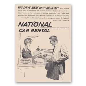 1962 National Car Rental Print Ad | Drive Away