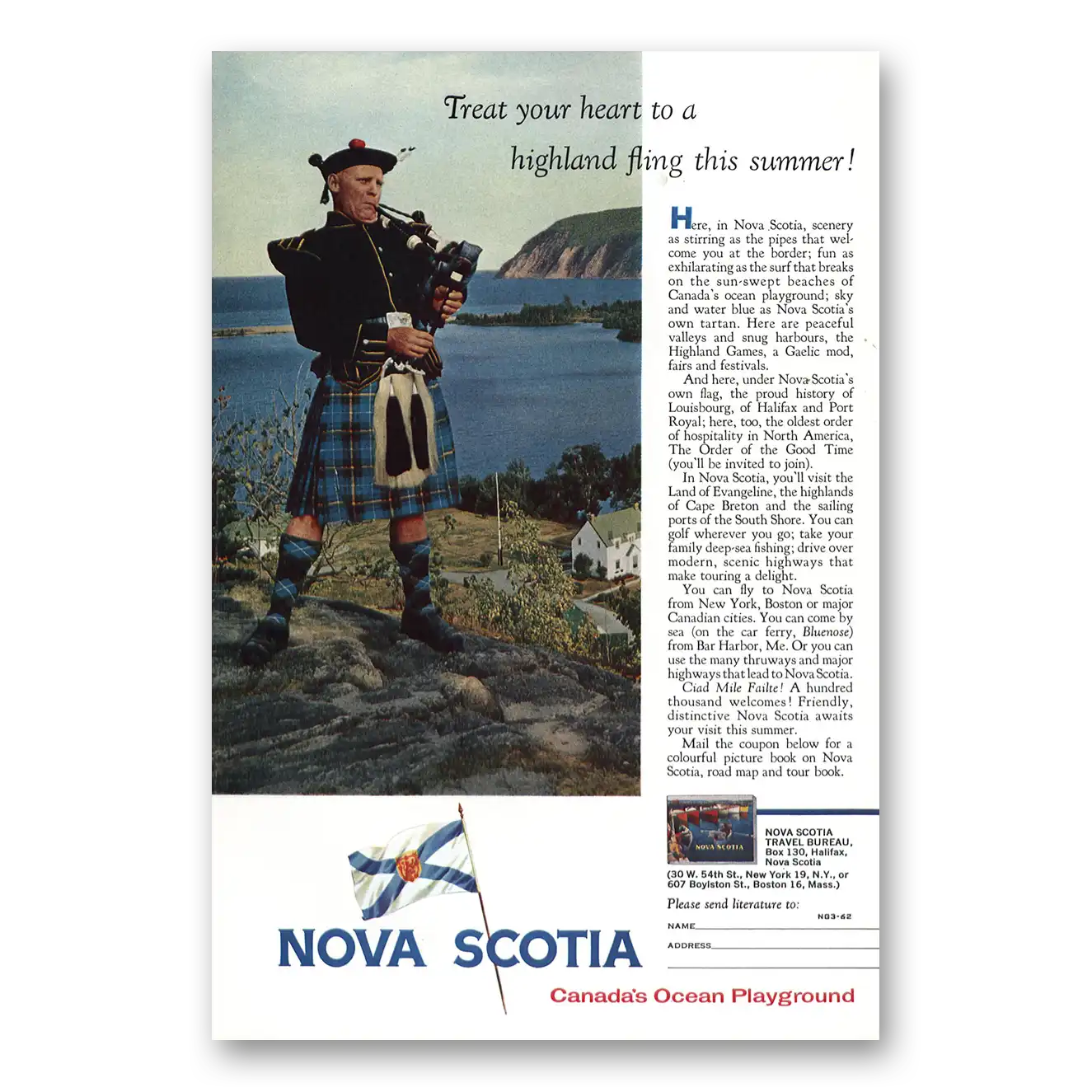 1962 Nova Scotia Canada Print Ad | Treat Your Heart