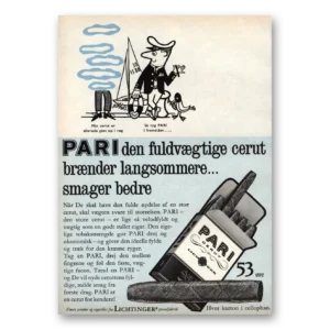 1962 Pari Cigarettes Print Ad | Smager Bedre