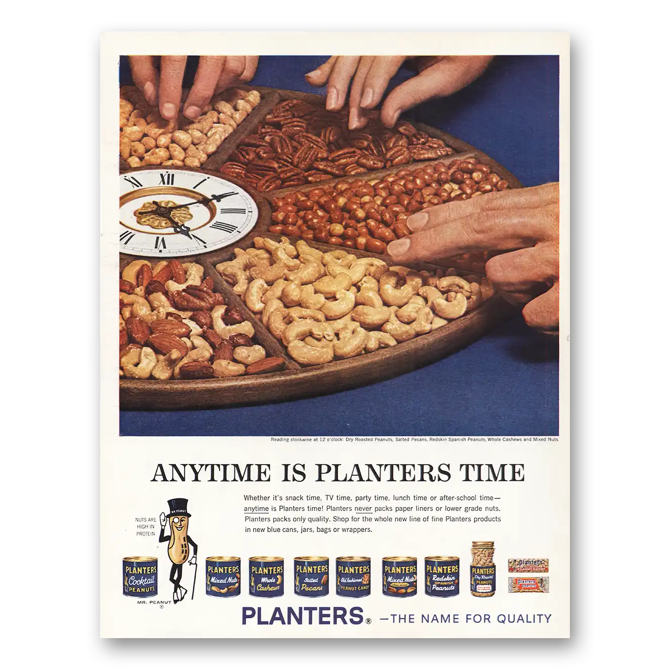 1962 Planters Peanuts Print Ad | Anytime Is Planters Time