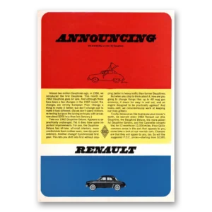 1962 Renault Dauphine Print Ad | 62 Dauphine