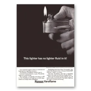 1962 Ronson Varaflame Lighters Print Ad | No Lighter Fluid