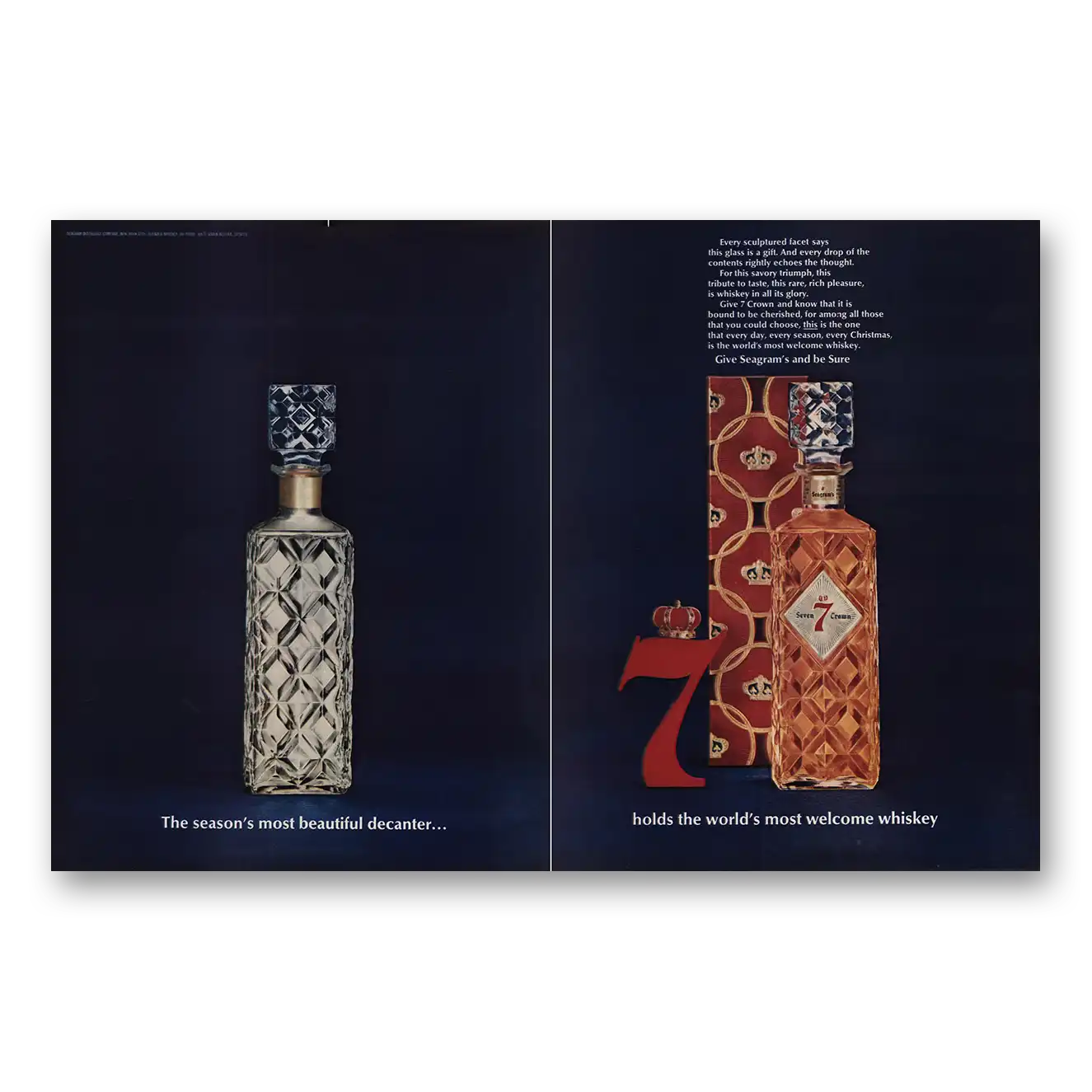 1962 Seagrams 7 Crown Whiskey Print Ad | Beautiful Decanter