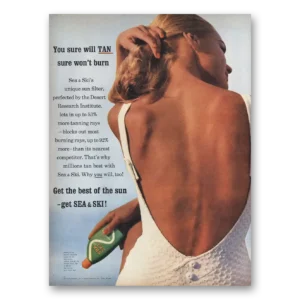 1962 Sea & Ski Print Ad | You Sure Will Tan