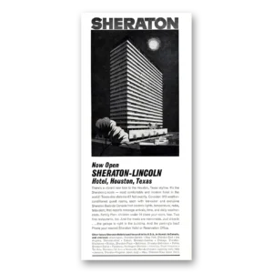 1962 Sheraton Lincoln Hotel Print Ad | Houston