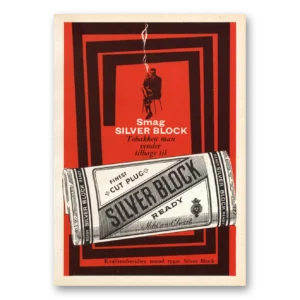 1962 Smag Silver Block Tobacco Print Ad | Tobakken Man