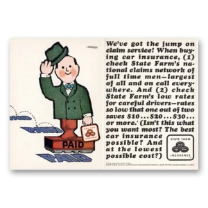 1962 State Farm Insurance Print Ad | Claim Service