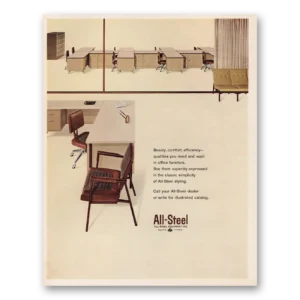 1962 All Steel Equipment Office Furniture Print Ad | Beauty Comfort