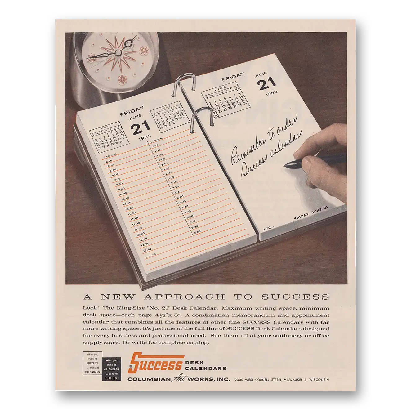 1962 Success Desk Calendars Print Ad | New Approach