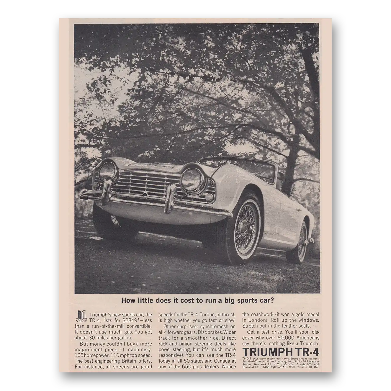 1962 Triumph TR4 Print Ad | Sports Car