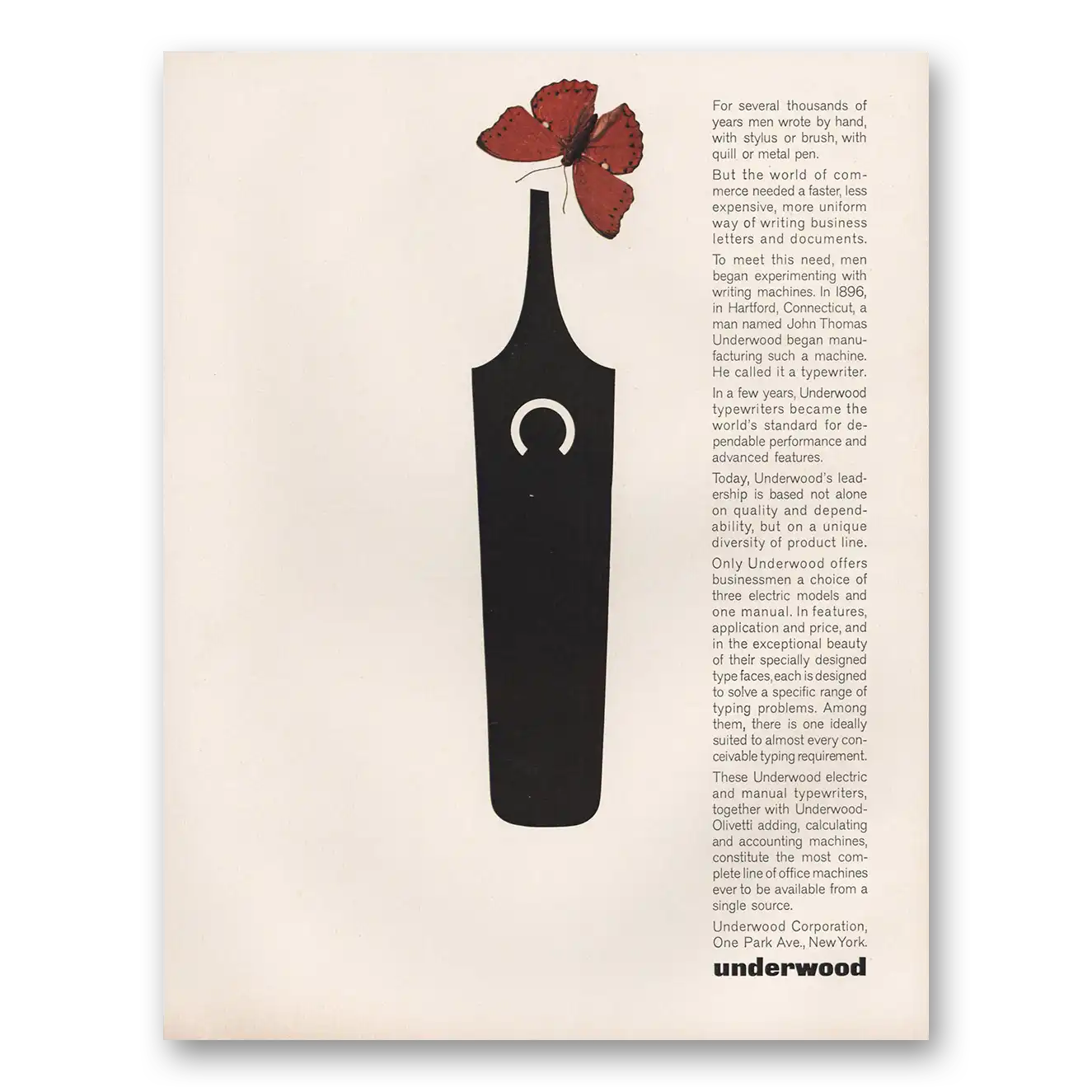 1962 Underwood Typewriter Print Ad | Wrote By Hand