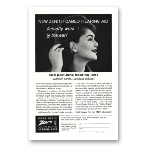 1962 Zenith Hearing Aid Print Ad | Cameo
