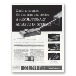 1962 Zenith Stereo Print Ad | Tone Arm That Createsrevolutionary Advance In Stereo