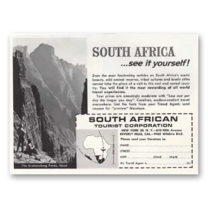 1963 South Africa Print Ad | Drakensberg Peaks