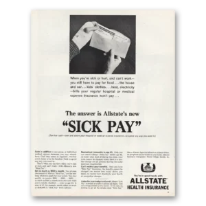 1963 Allstate Insurance Print Ad | Sick Pay